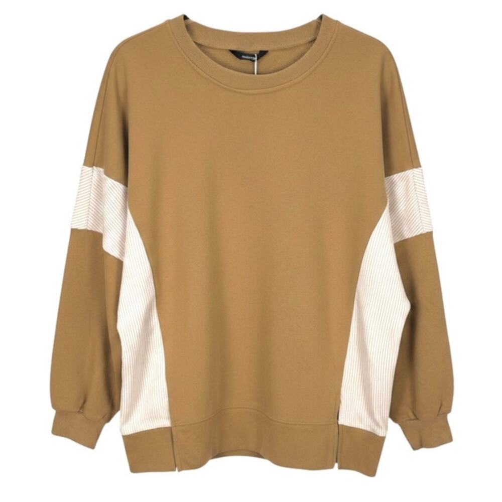 NWT DOKOTOO Long Sleeve SWEATSHIRT Tan Ivory Size LARGE